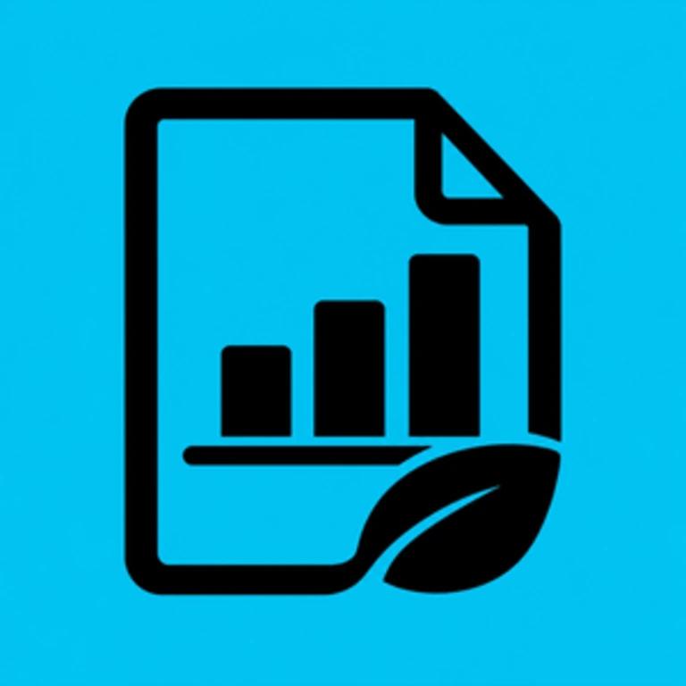 排出量グラフと持続可能性の葉を配した ESG レポート